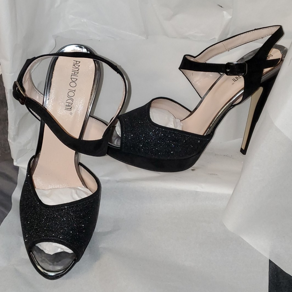 Black with glitter heels